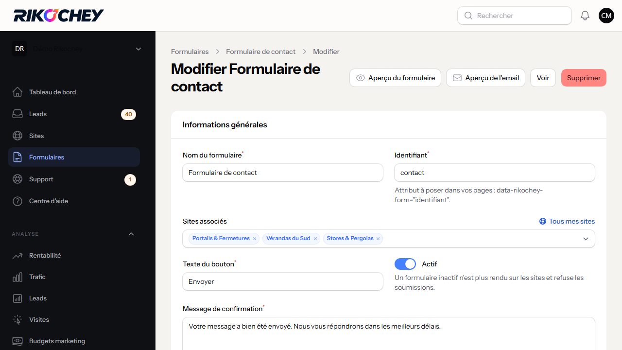 Éditeur de formulaires
